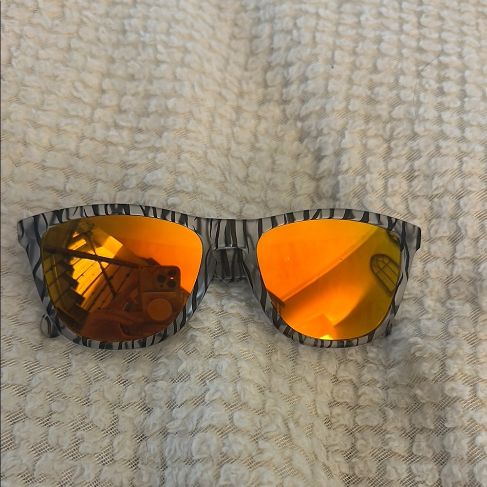Oakley Zebra Print Sunglasses with Orange Lenses